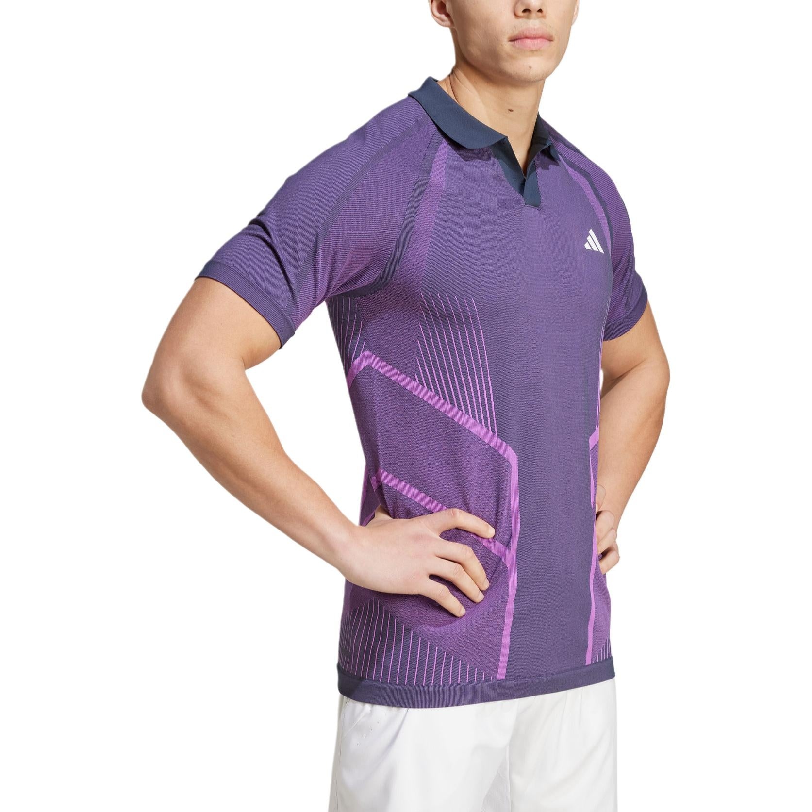 adidas Tennis Pro Seamless AEROREADY FreeLift Polo Shirt Asia Sizing 'Purple Navy' IM8894 - 3