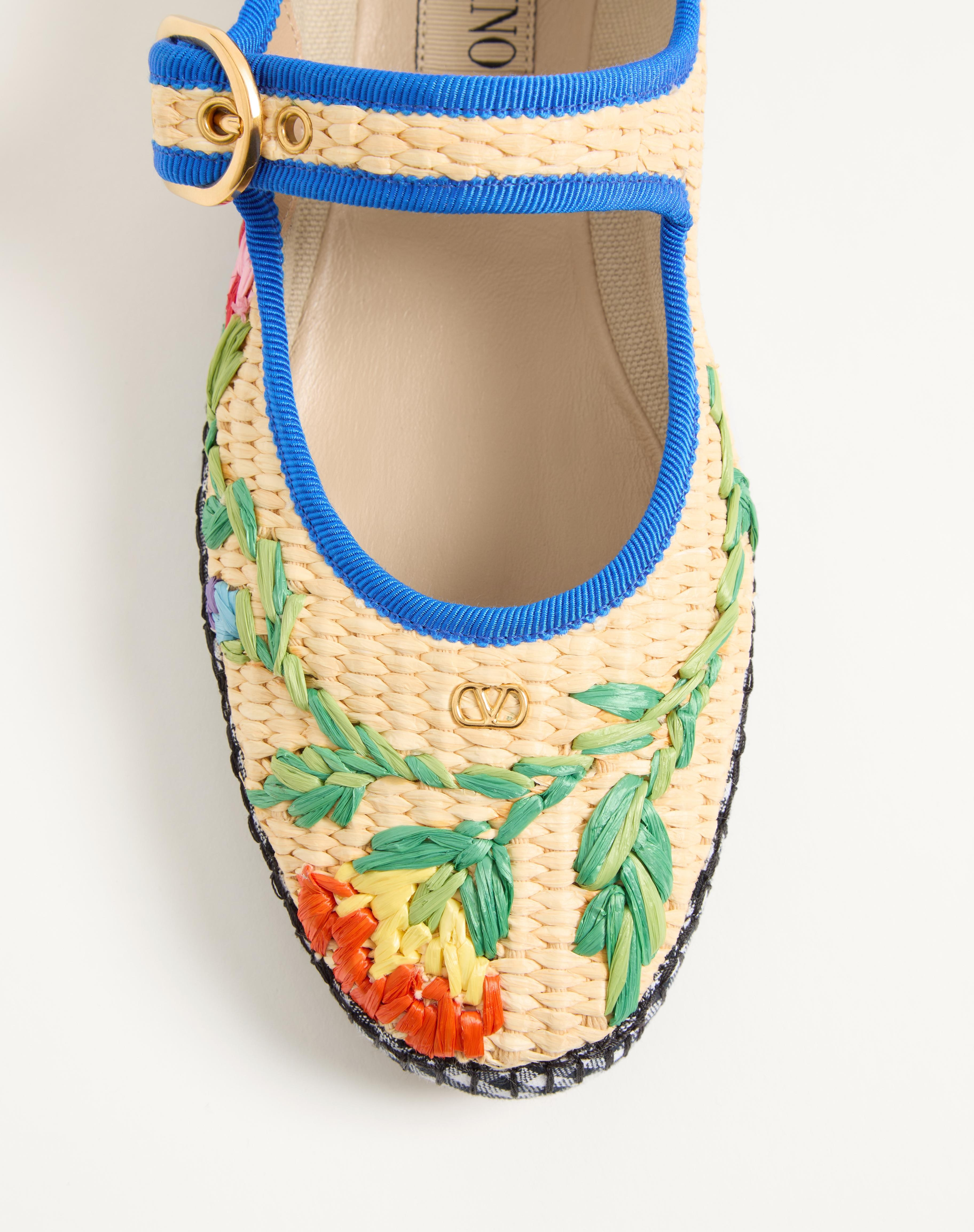 MARY-JANE ENDOUCE BALLERINA IN RAFFIA WITH FLORAL EMBROIDERY - 6