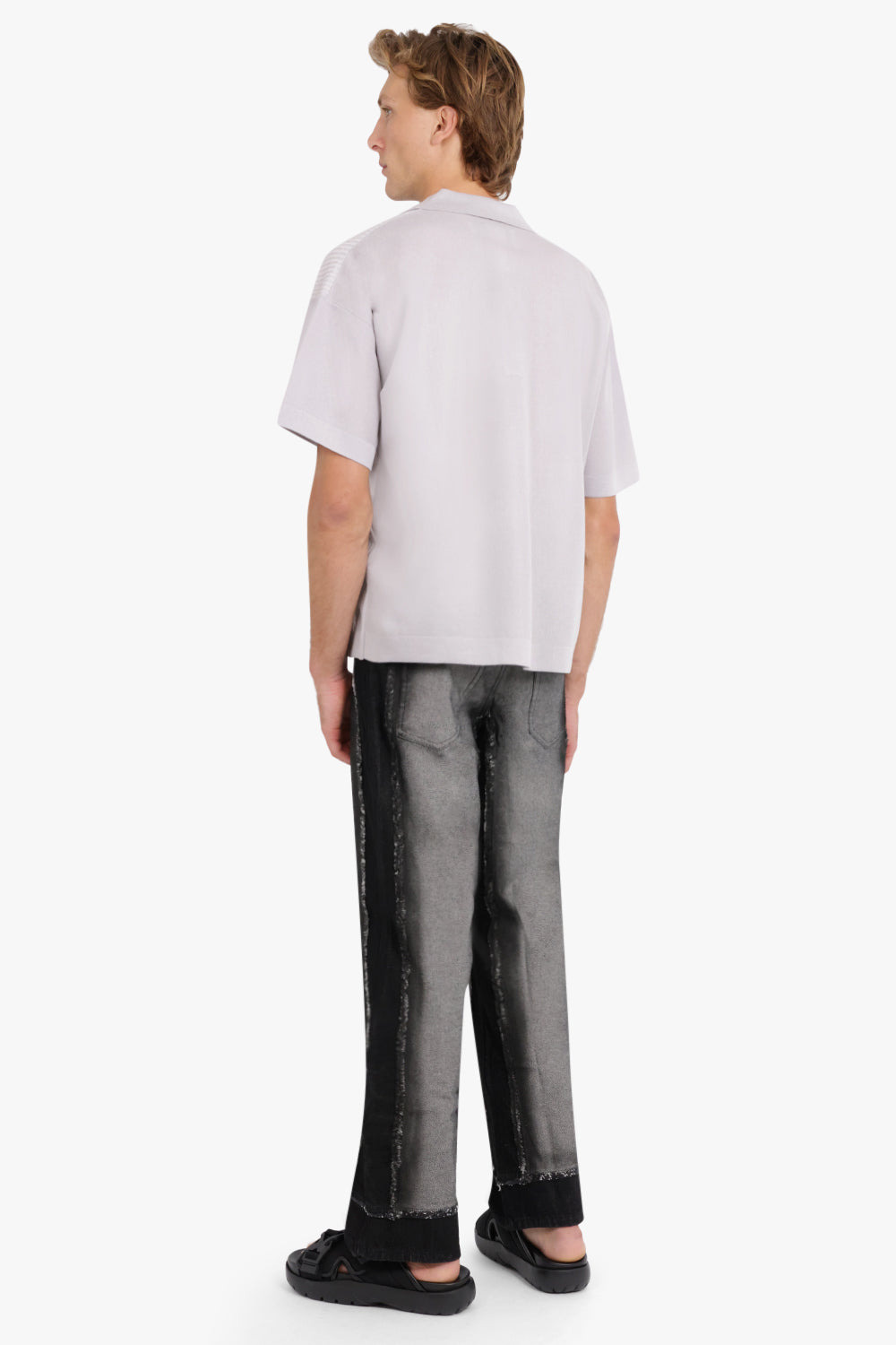 KNIT POLO WITH PHOENIX PATTERN | GREY/WHITE - 4