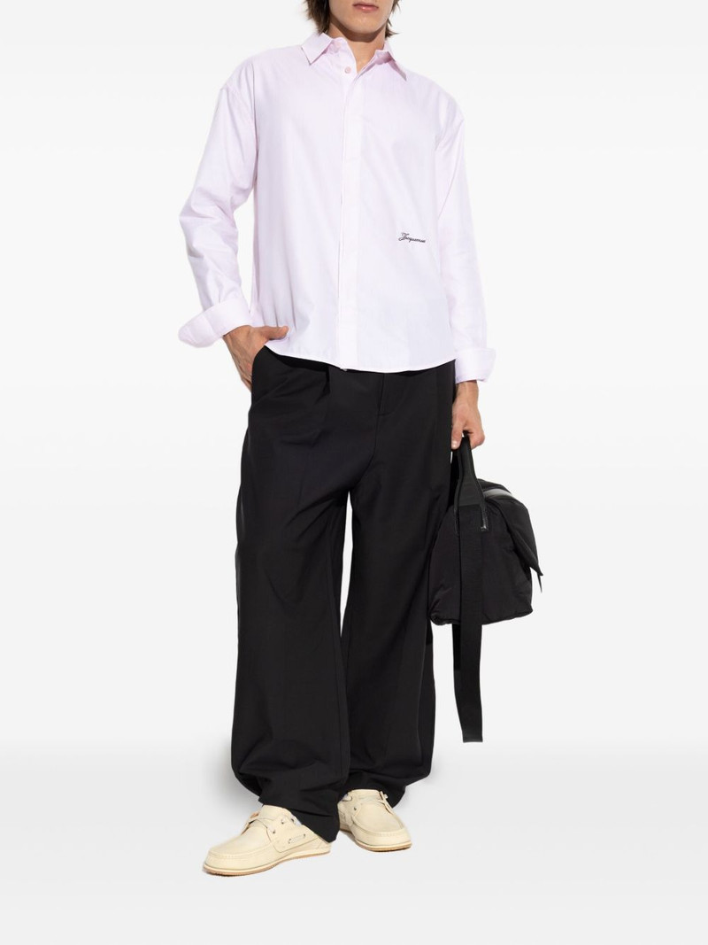 JACQUEMUS logo-embroidered herringbone-pattern shirt outlook