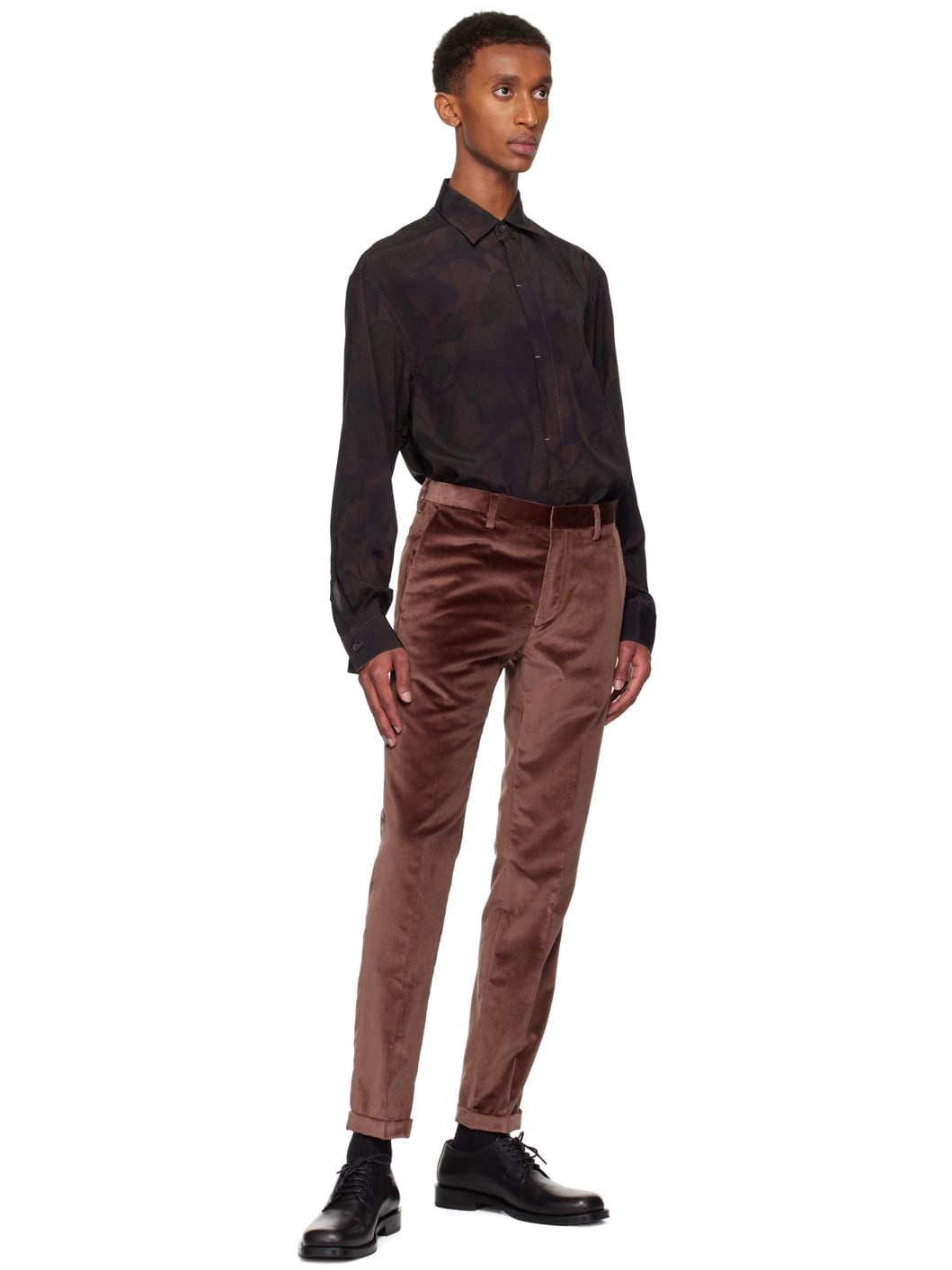 Brown Photogram Leaves Shirt - 4
