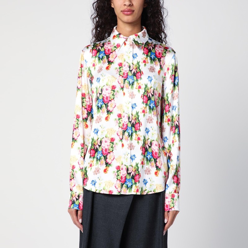 Silk floral print shirt - 1