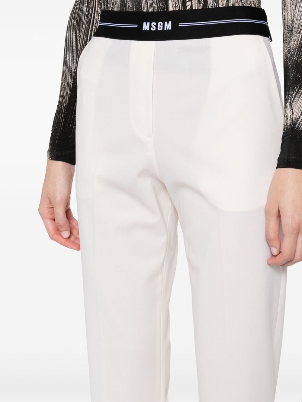 logo-waistband tapered trousers - 5