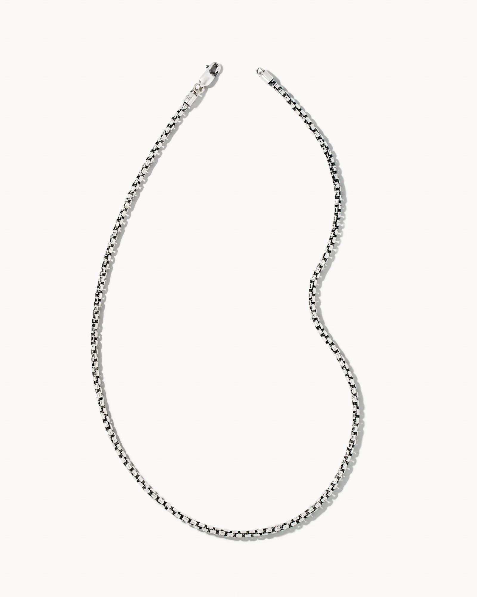 Beck Round Box Chain Necklace in Oxidized Sterling Silver - 1