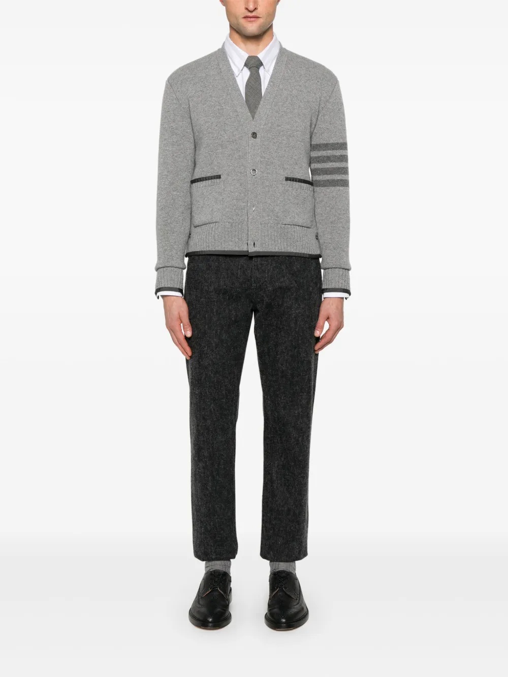 THOM BROWNE - Men Milano Stitch V Neck Knitwear - 1