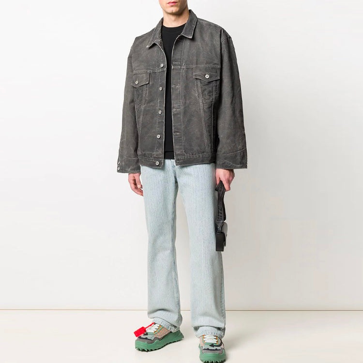 Men's Off-White SS21 Denim Jacket Ordinary Version Gray OMYE051S20E550251002 - 4