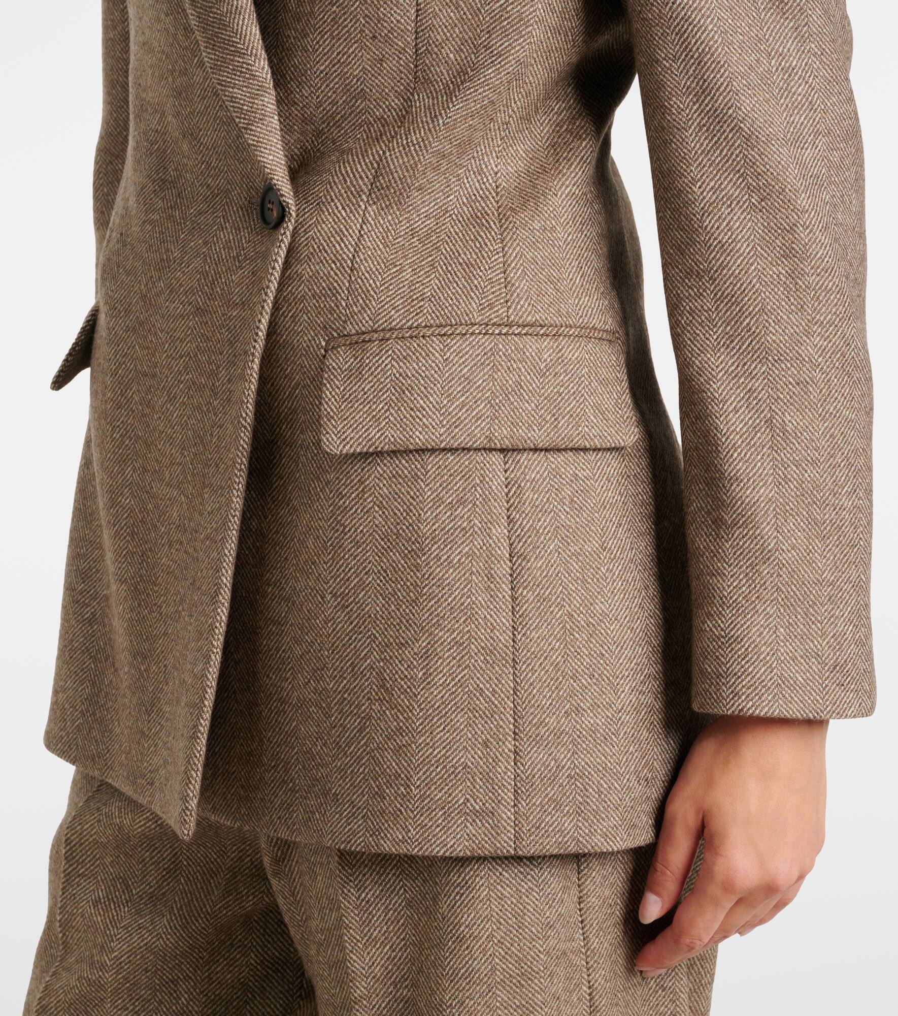 Herringbone wool-blend blazer - 5