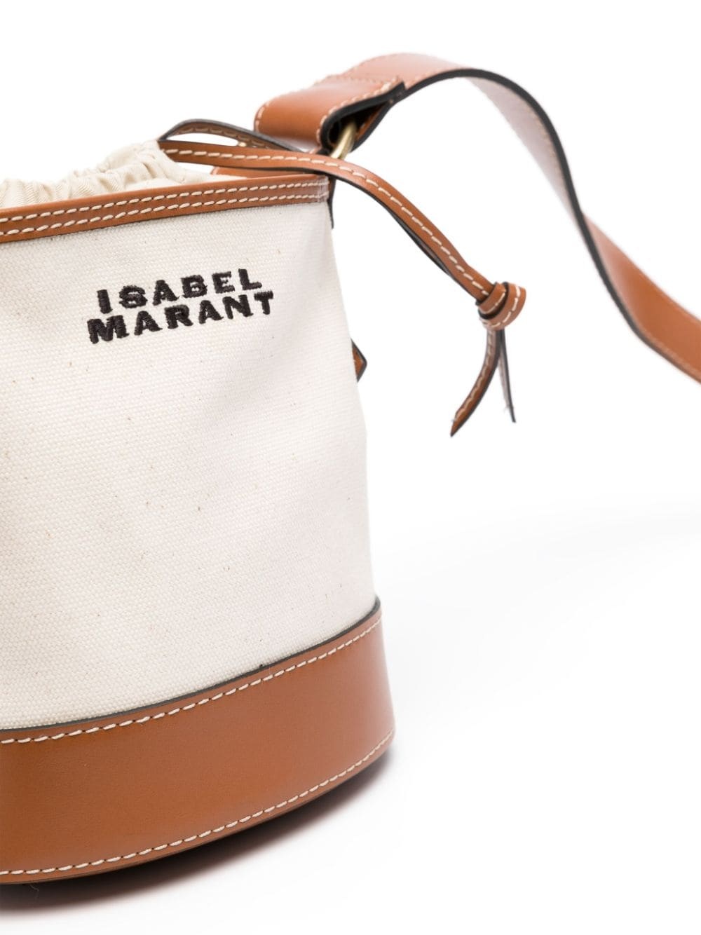 Samara embroidered small leather-trimmed canvas bucket bag