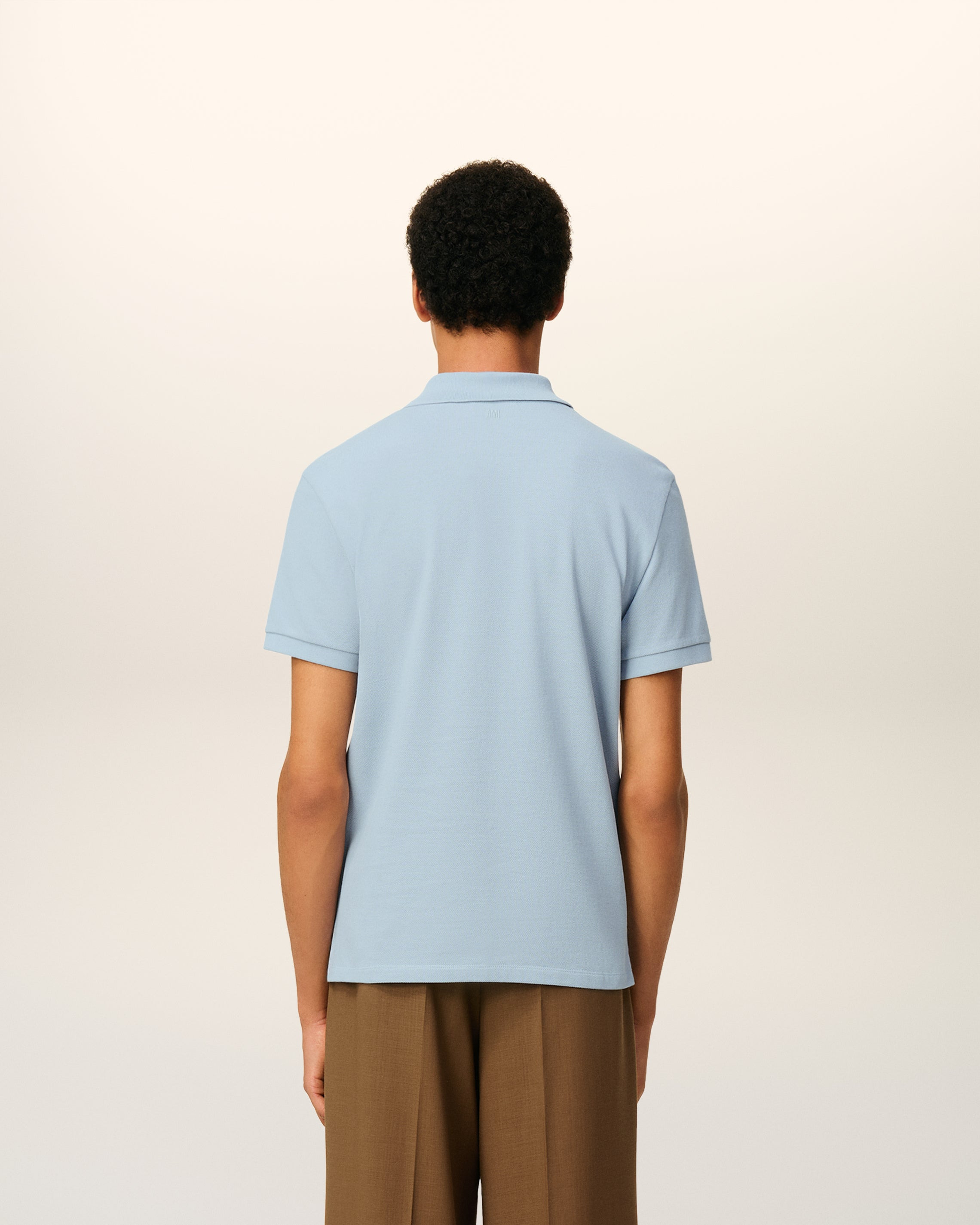 BLUE COTTON CONTRASTED AMI DE COEUR POLO SHIRT - 5
