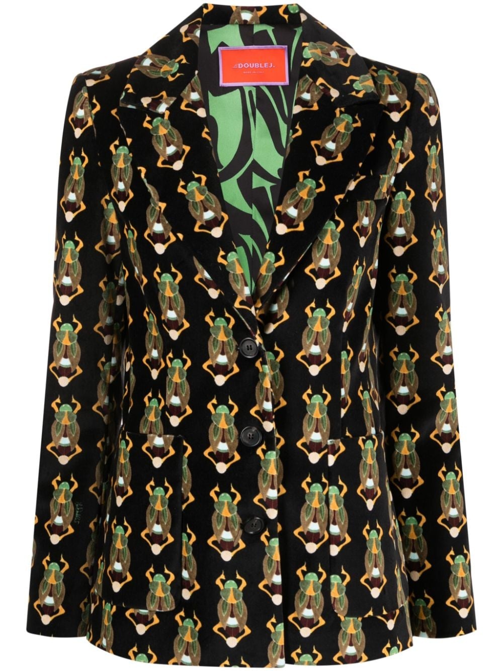 Scarab-print cotton blazer - 1