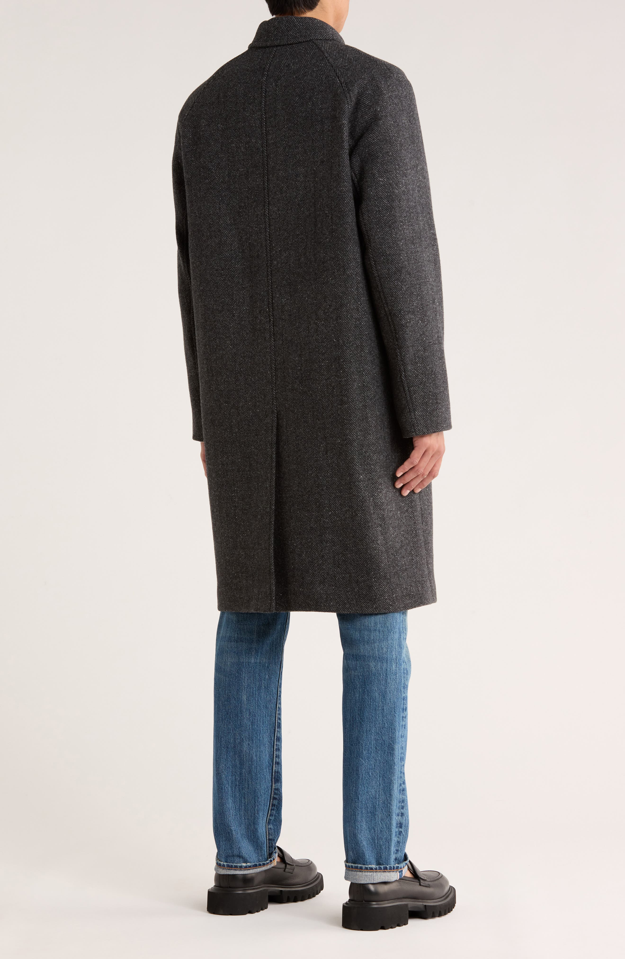 Vince Balmacaan Herringbone Recycled Wool Blend Coat in Heather Charcoal at Nordstrom - 2
