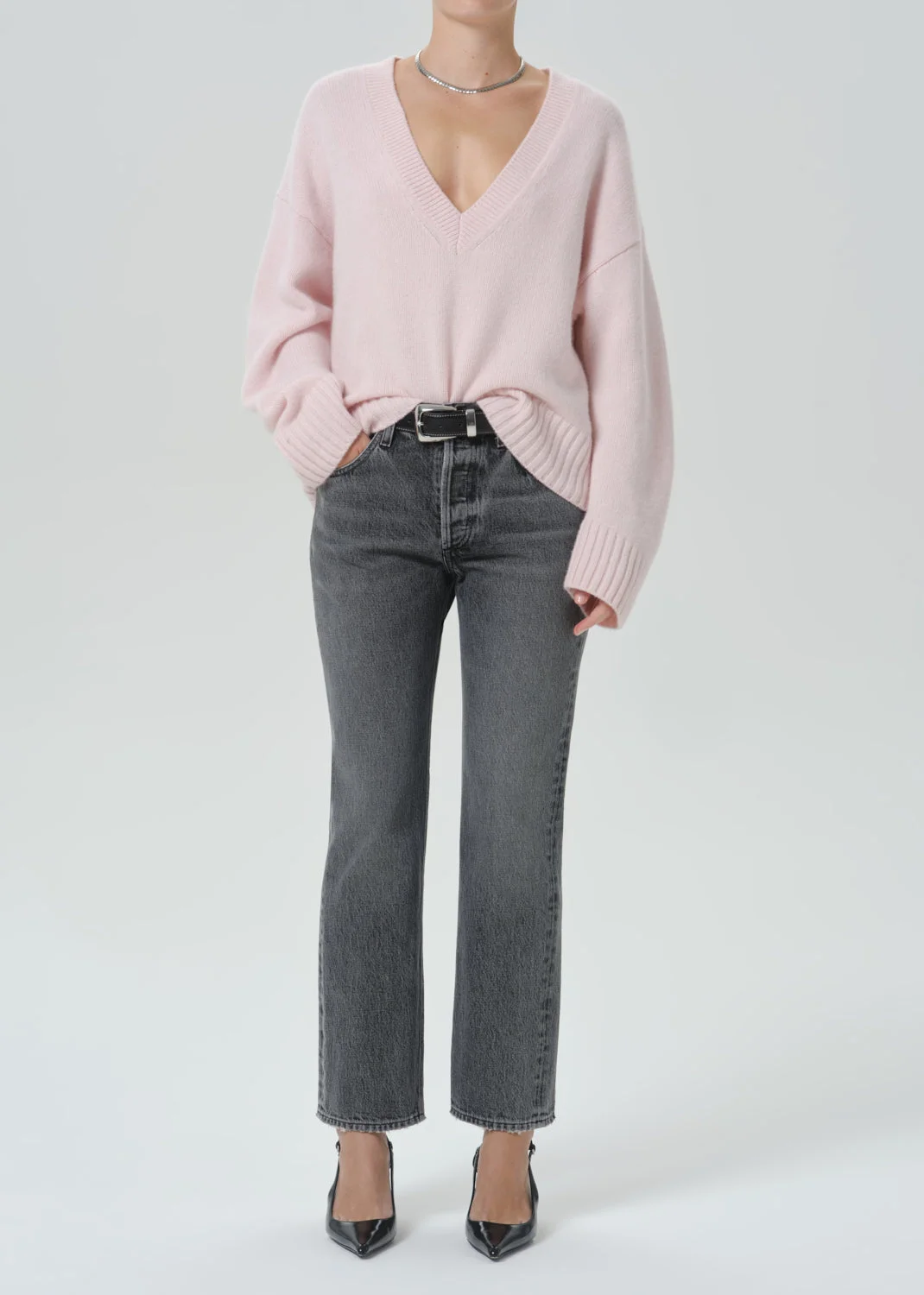 Calla V Neck Sweater In Pink - 1