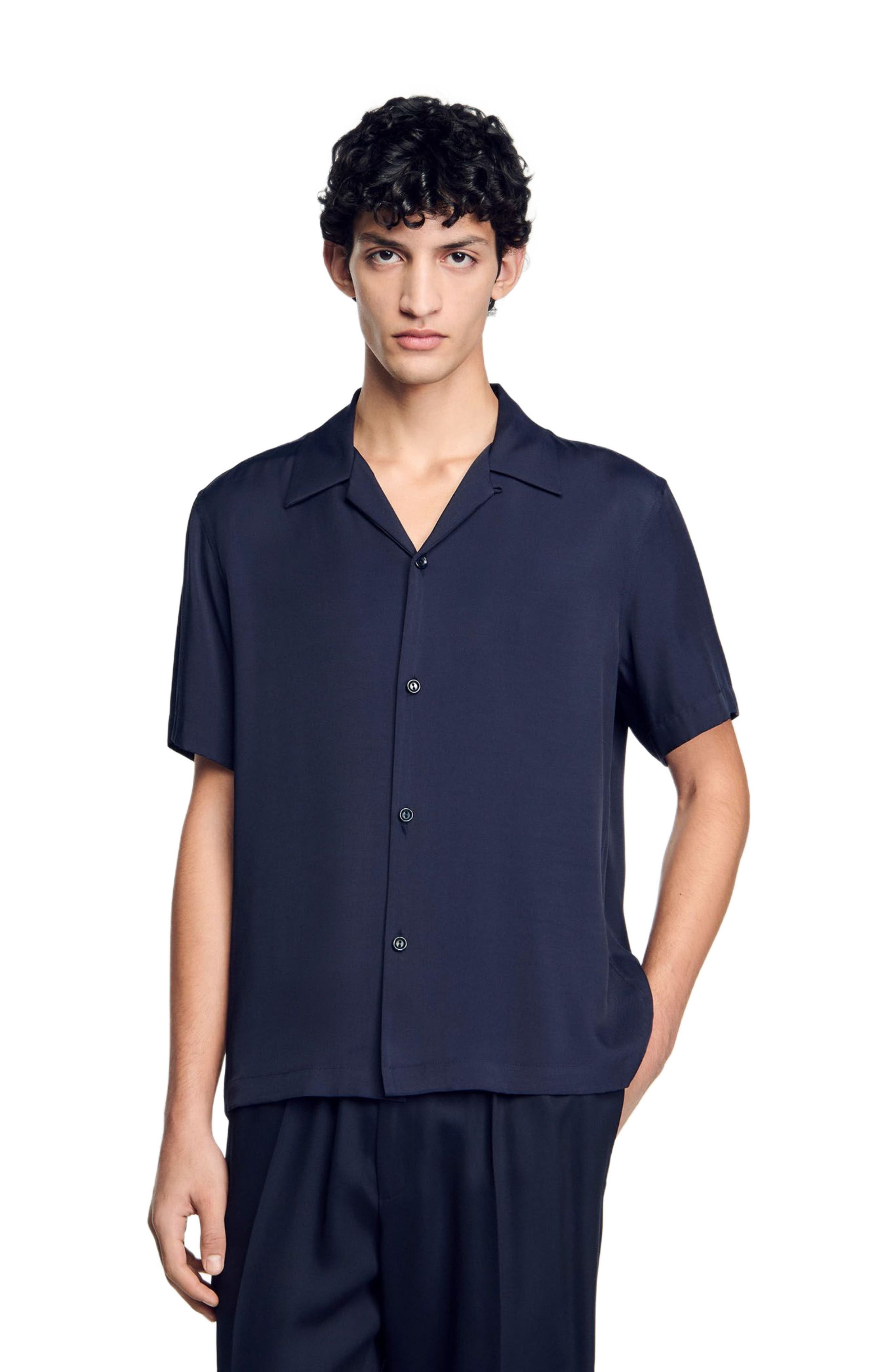 SANDRO Shark collar shirt in Midnight Blue at Nordstrom - 1