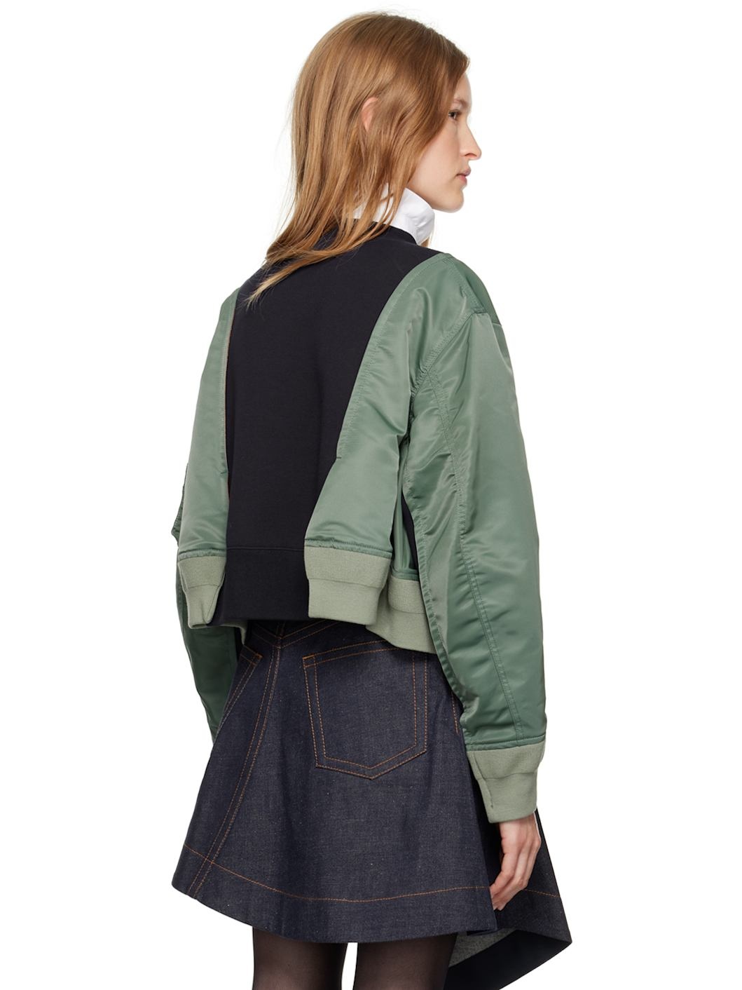 Navy & Green Bomber Sweatshirt - 3