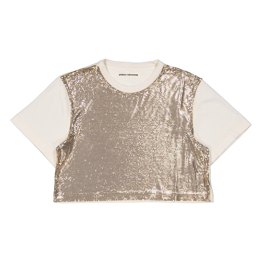 Rabanne Sequin Short-Sleeve Cropped Top - 19