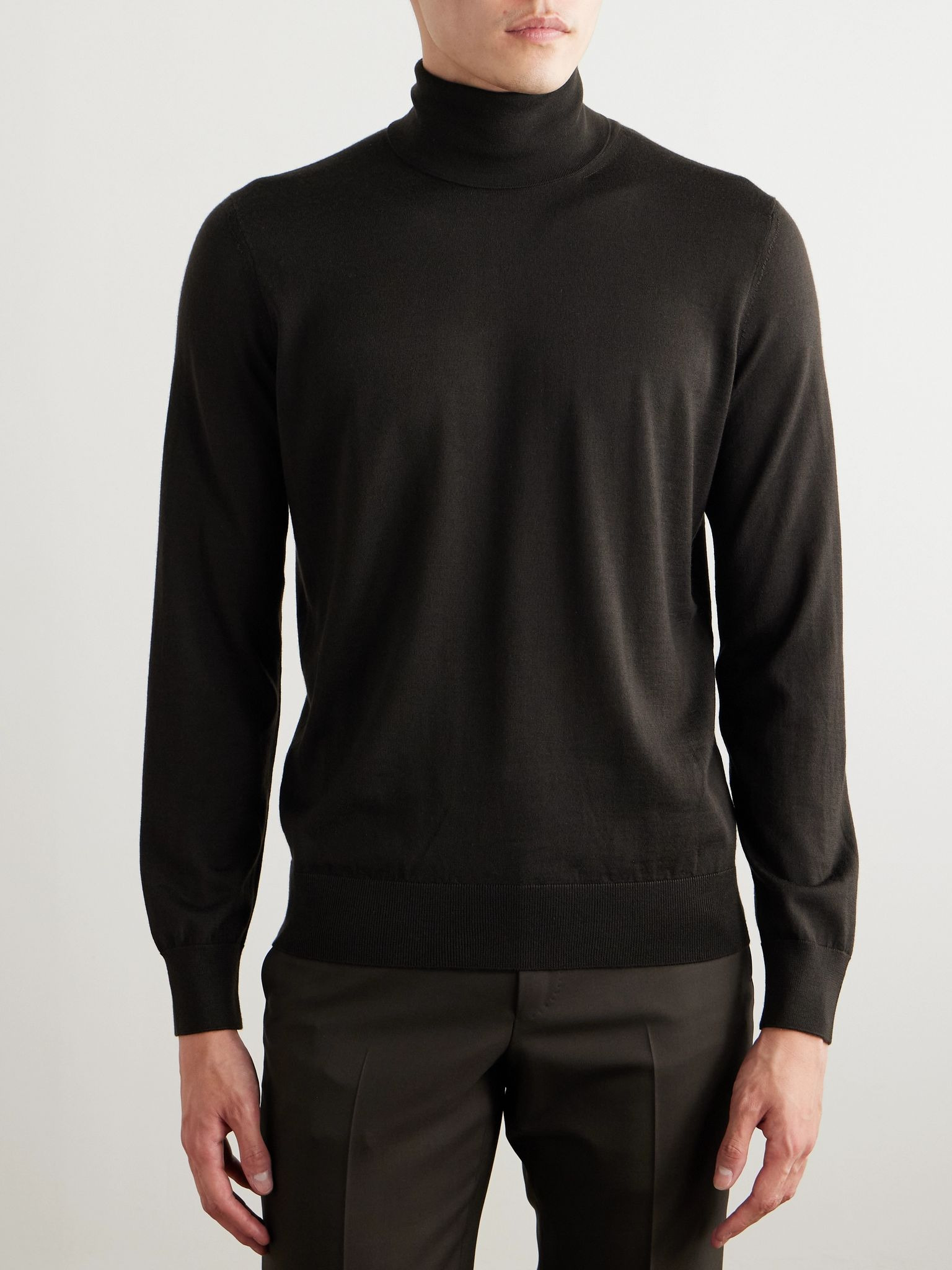 Cashmere and Silk-Blend Rollneck Sweater Brown - 3
