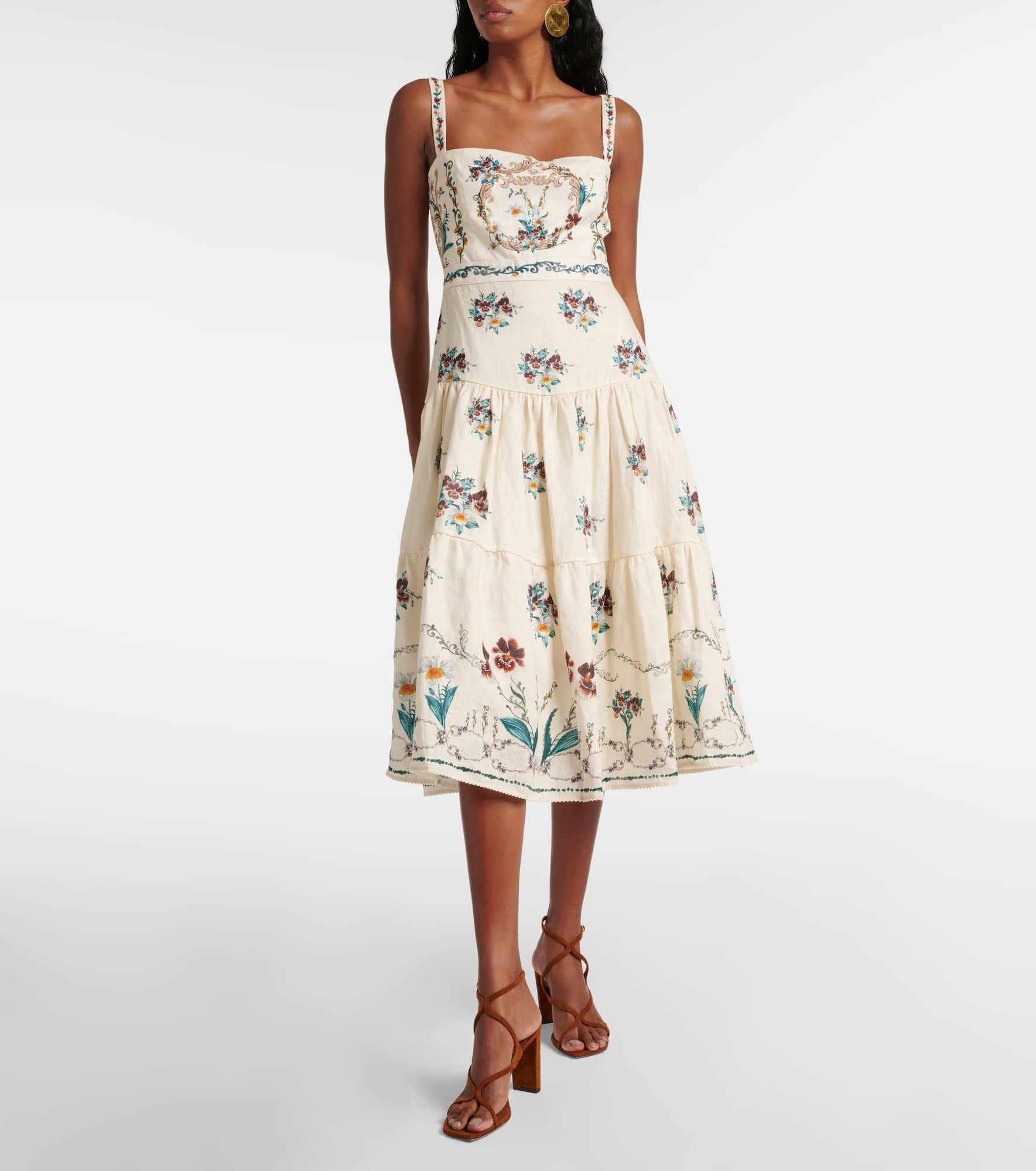 Lima Florero embroidered linen midi dress - 2