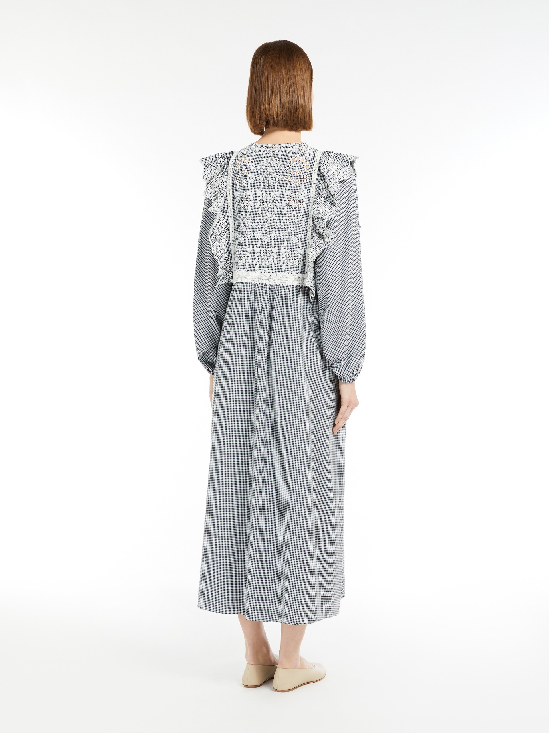 ABITO Gingham cotton dress with broderie anglaise embroidery - 4