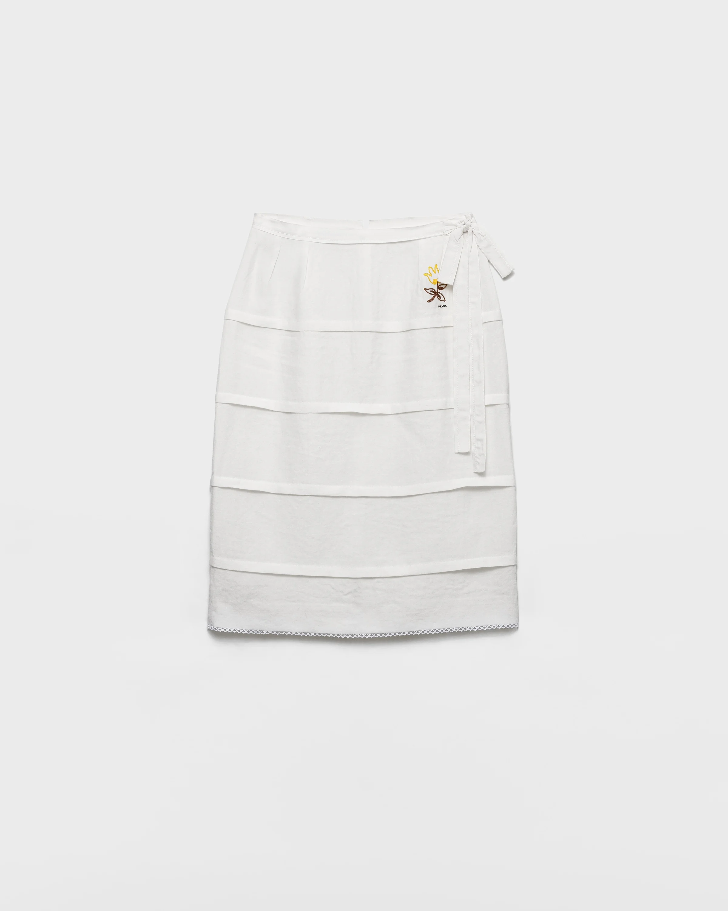 Embroidered slubbed linen skirt - 1
