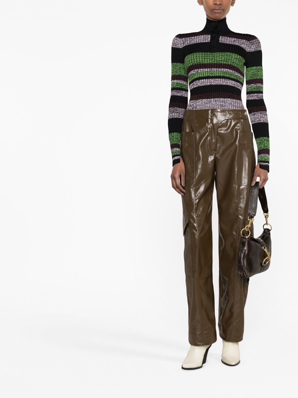 glossy faux-leather trousers - 2