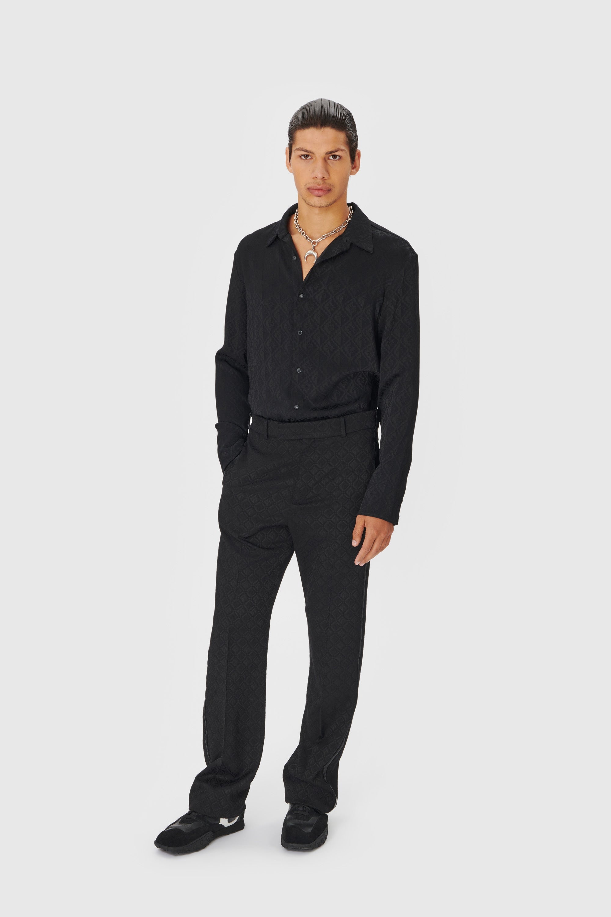 Jacquard Viscose Button Down Shirt - 1
