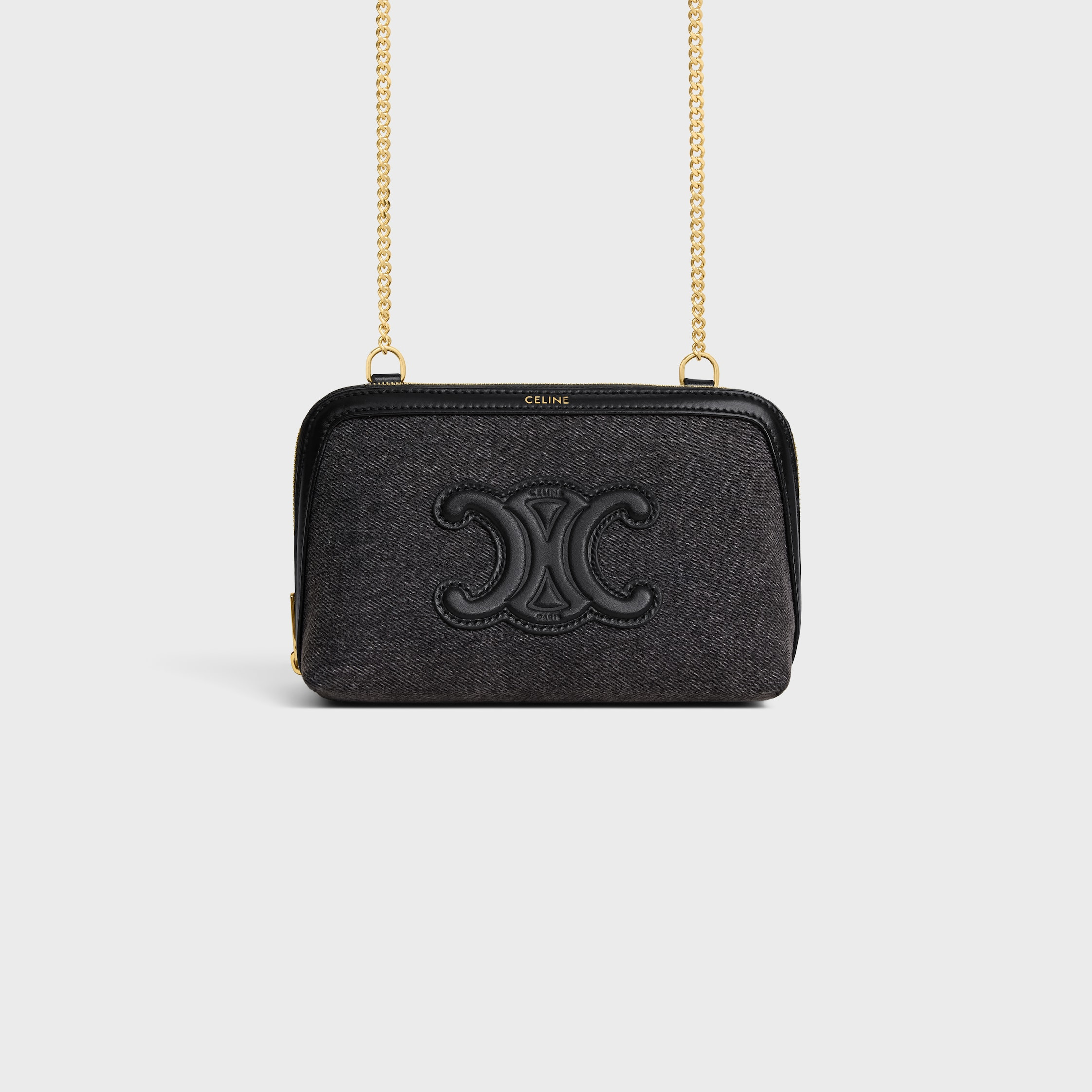 Clutch on Chain Cuir triomphe IN DENIM - 1