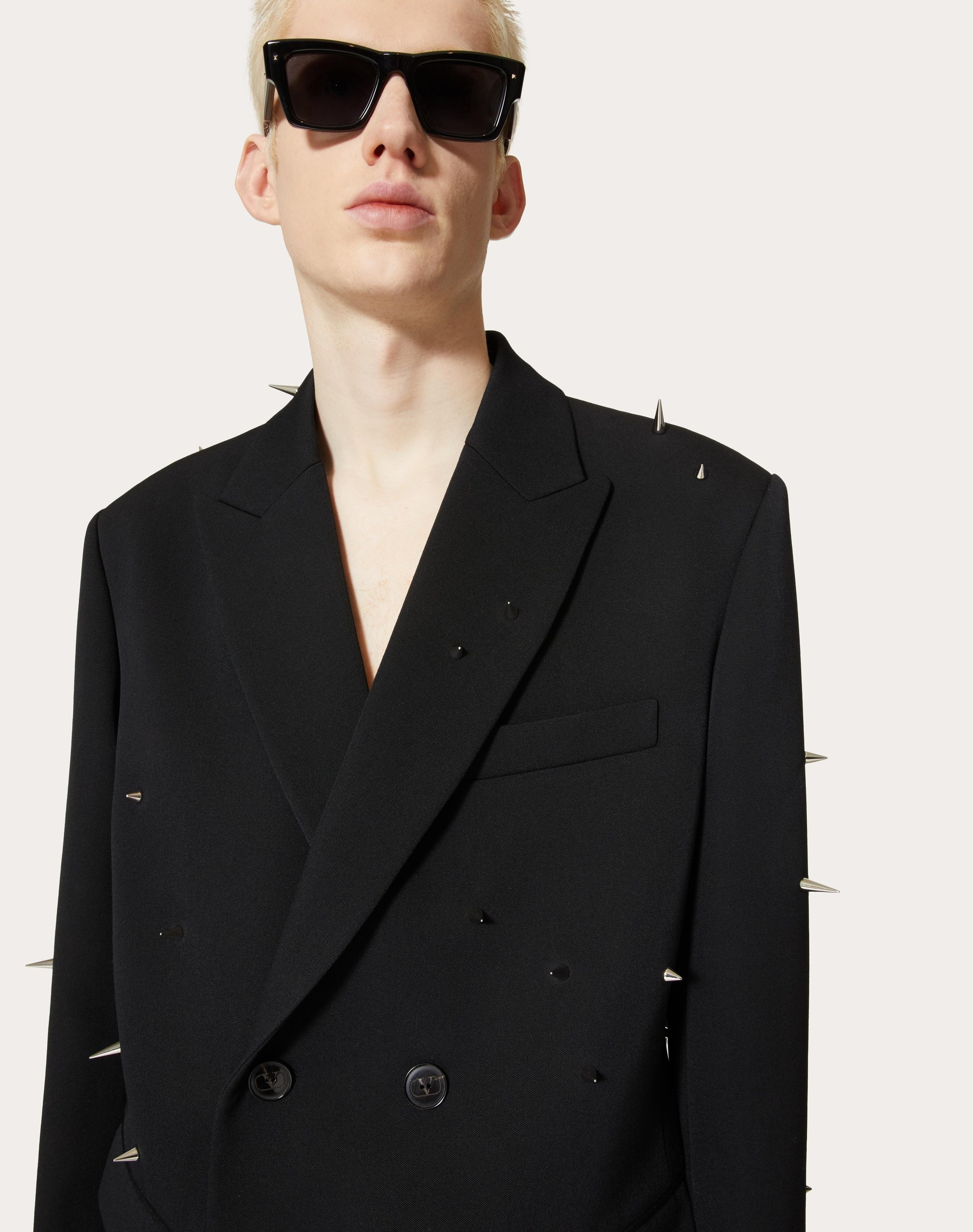 DOUBLE-BREASTED WOOL JACKET WITH PUNK STUDS - 5