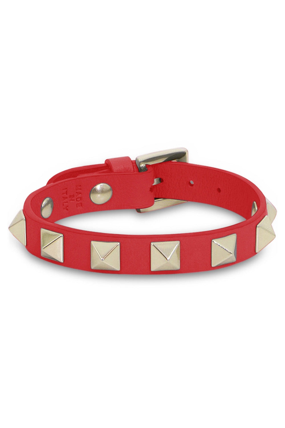 ROCKSTUD LEATHER CUFF ROUGE - 1