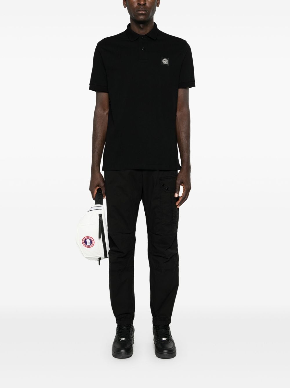 Compass-patch piqué polo shirt - 2