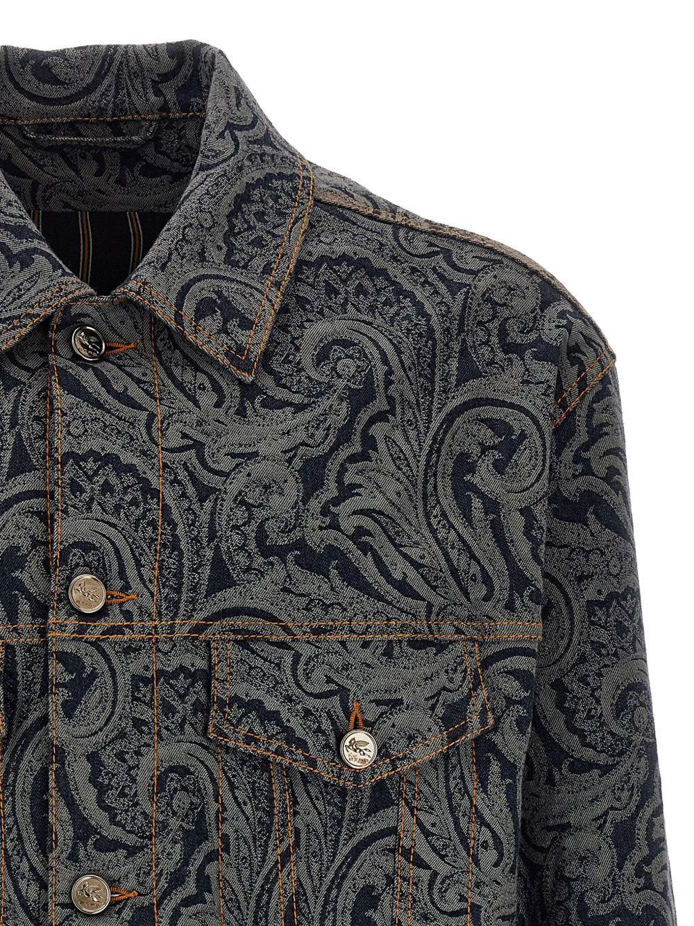 paisley cotton denim jacket - 3
