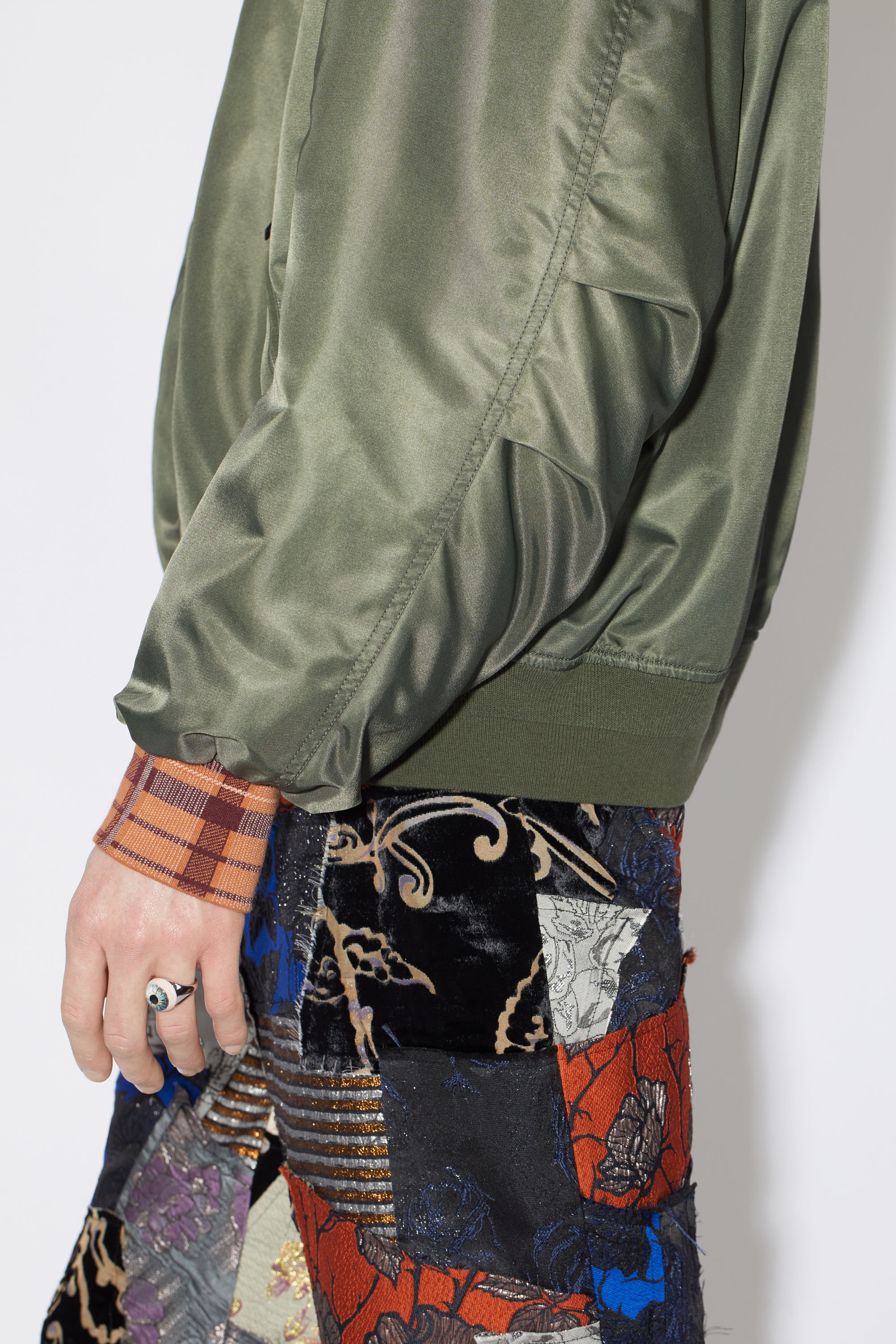Satin bomber jacket - Olive green - 5
