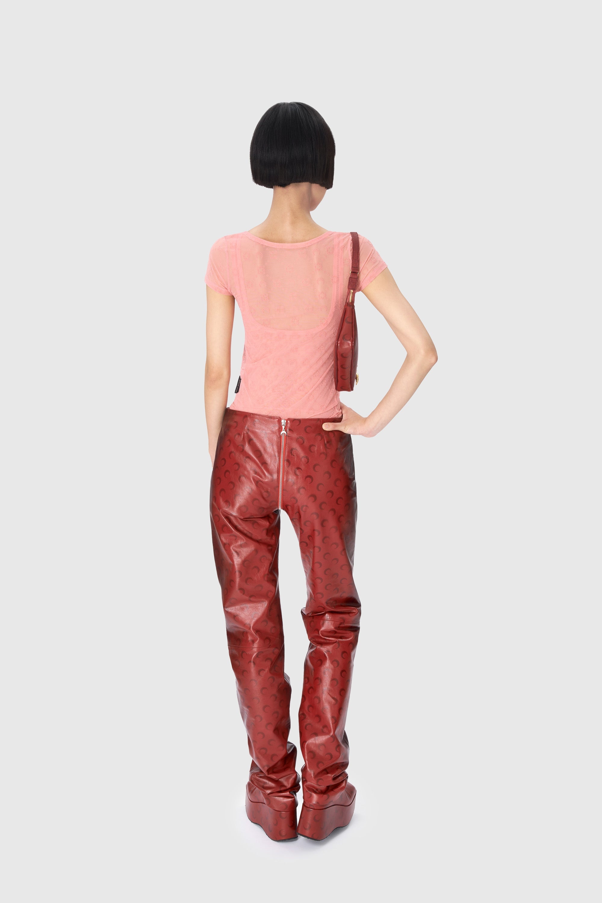 Moon Airbrushed Leather Wide Leg Pants - 4
