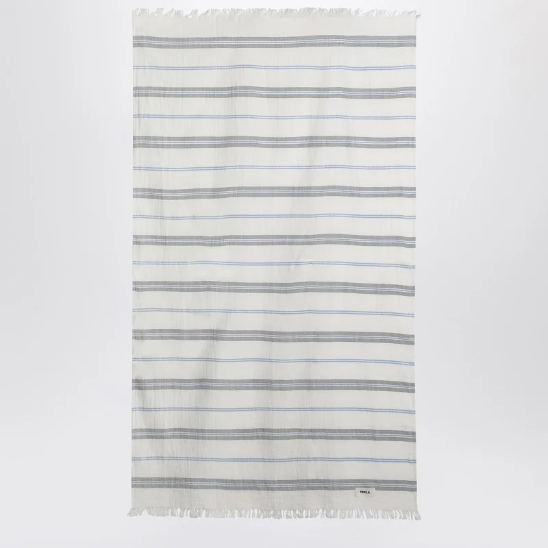 White beach towel with striped pattern - 1