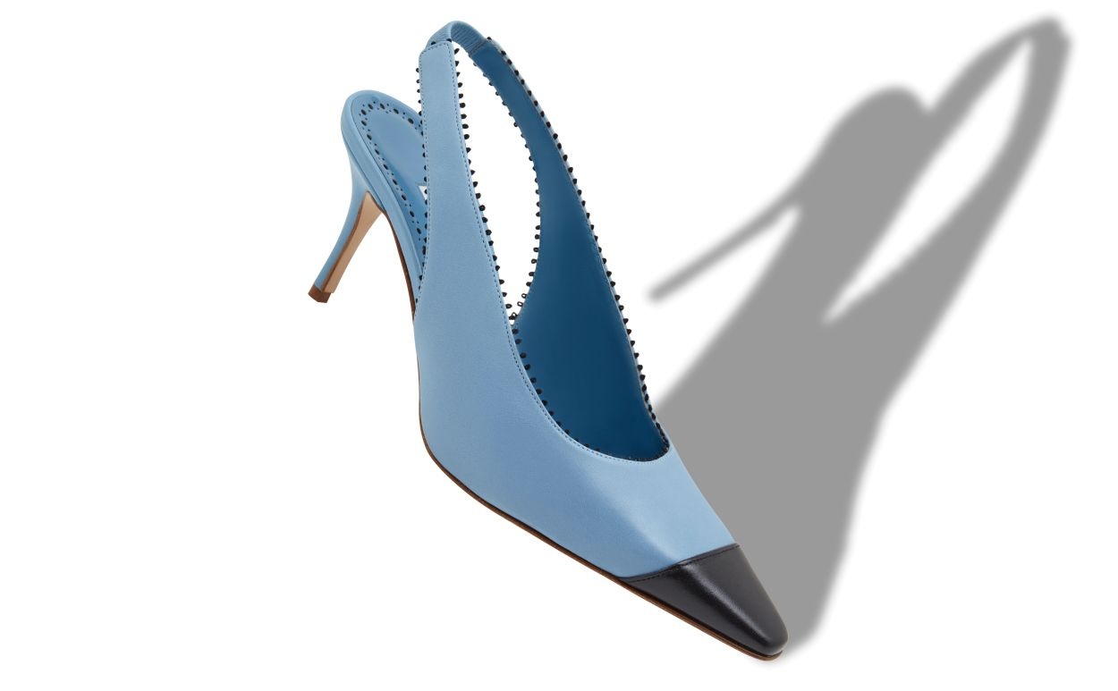 Light Blue Nappa Leather Slingback Pumps - 2