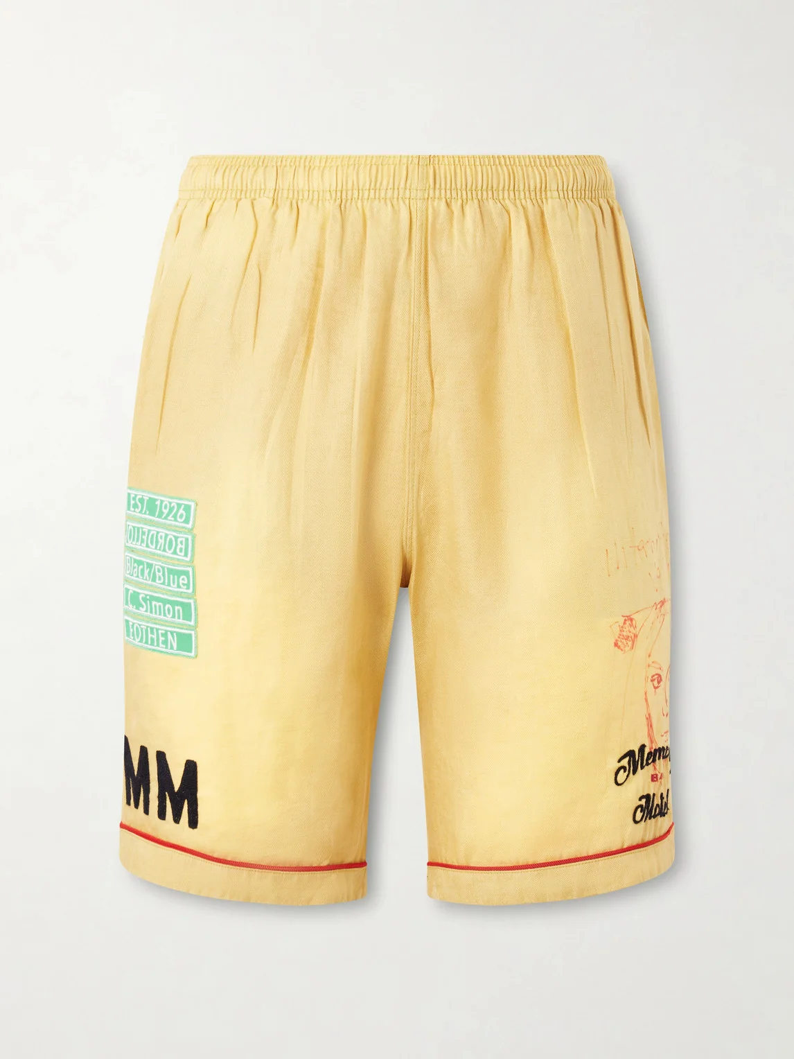 Montauk Embroidered Printed Corduroy-Linen Shorts - 1