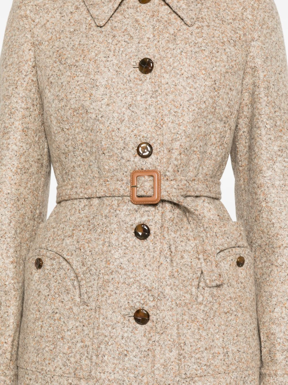 belted speckled wool jacket - 5
