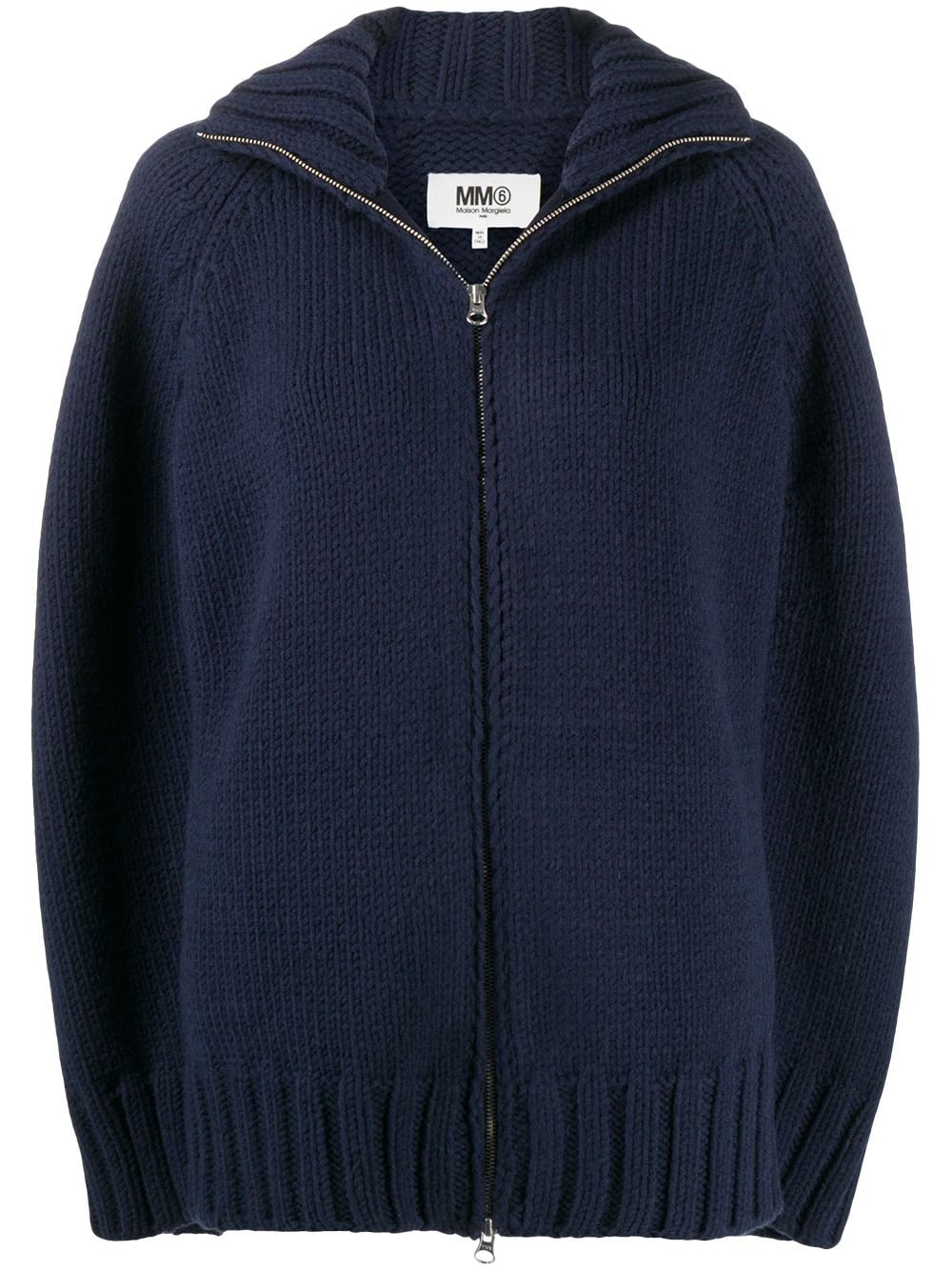 cape-style zip-up cardigan - 1