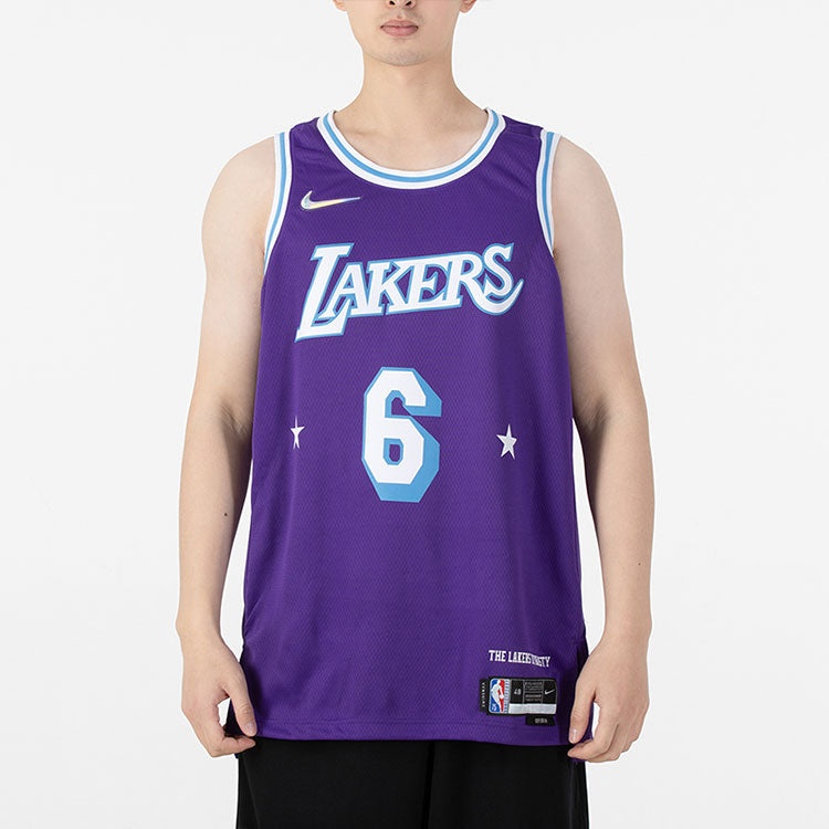 Men's Nike NBA Retro Basketball Jersey/Vest SW Fan Edition Los Angeles Lakers Lebron James No. 6 Pur - 3