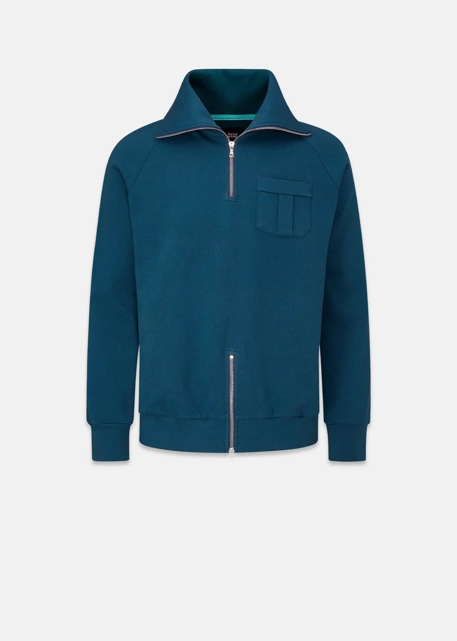 Men's Military Zip Sweatshirt Teal - 1