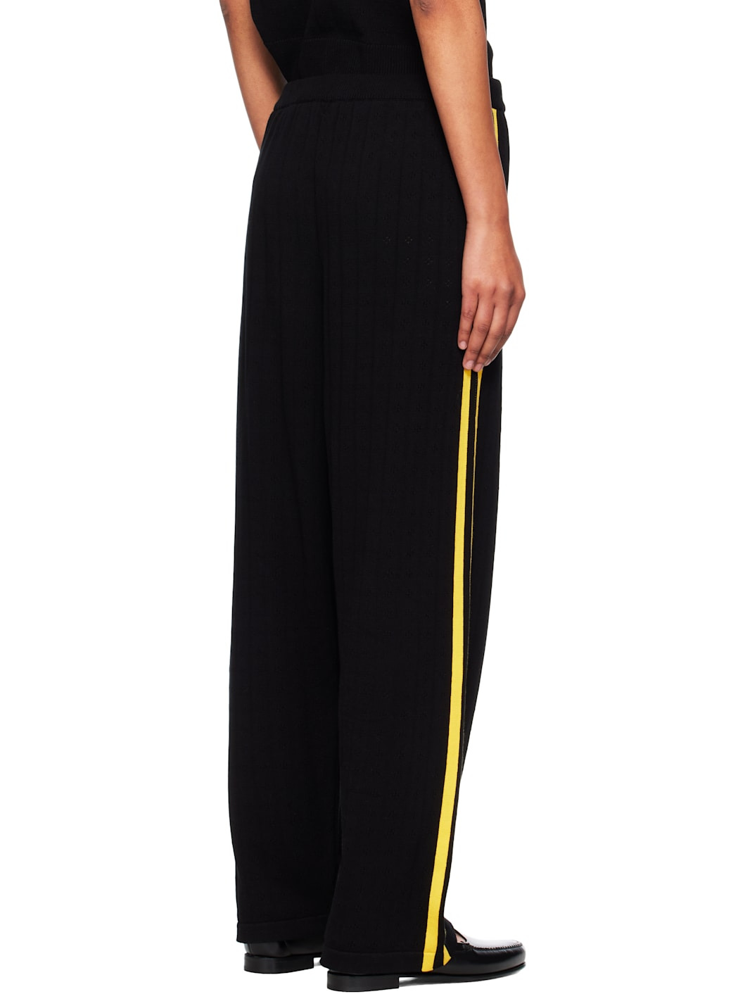 Black Organic Cotton Pointelle Trousers - 3