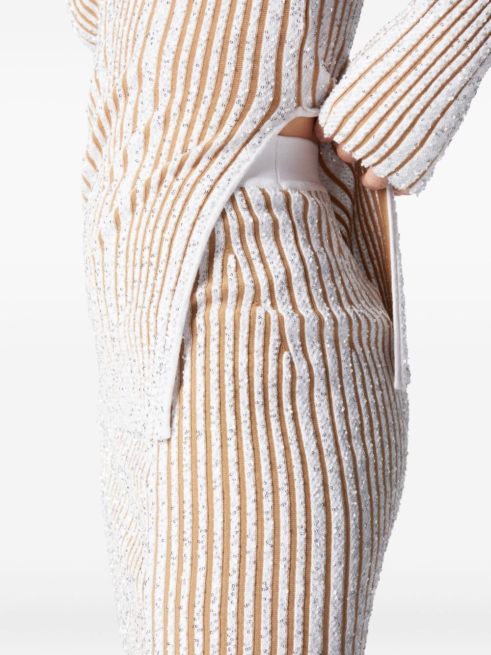 sequinned ribbed skirt - 4