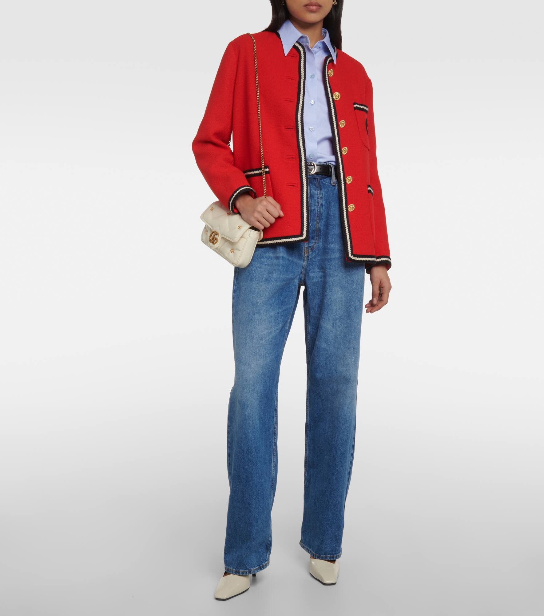 GG embroidered wool-blend tweed jacket - 2