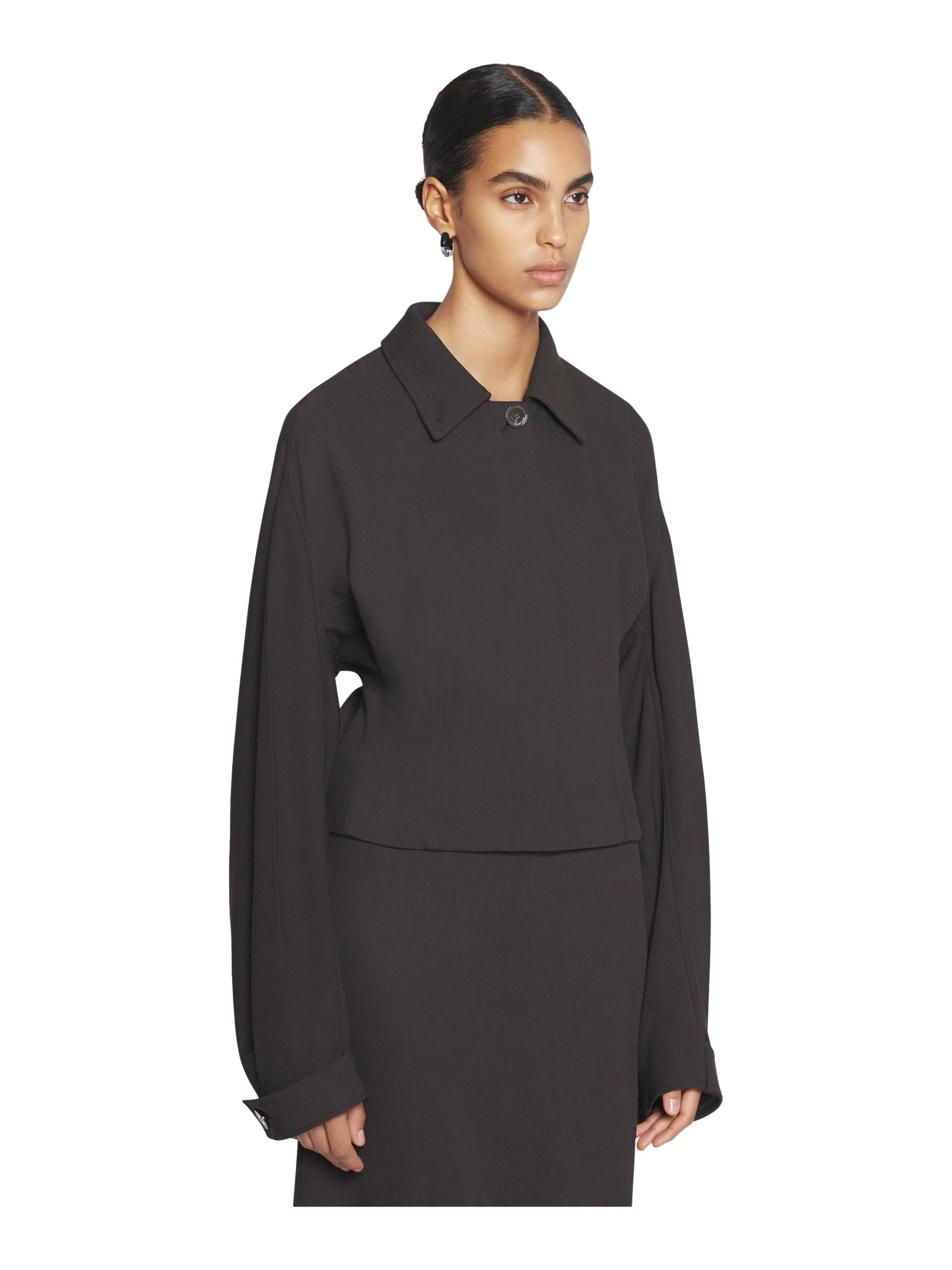 Lanvin Tailored Wool And Viscose Jacket in Dark Brown at Nordstrom - 4