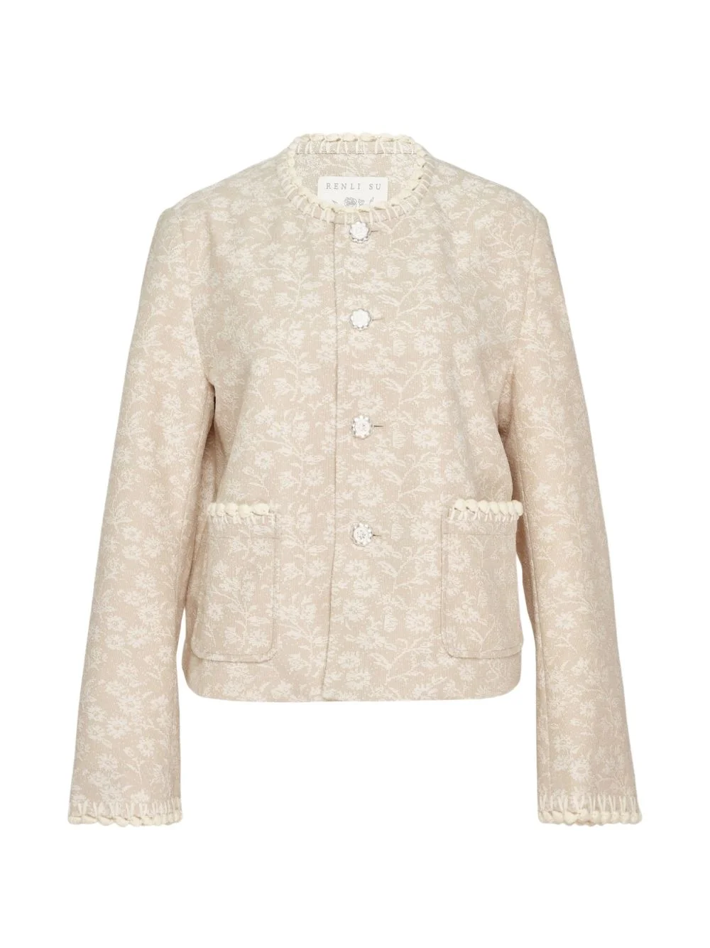 floral-motif button-up jacket - 1