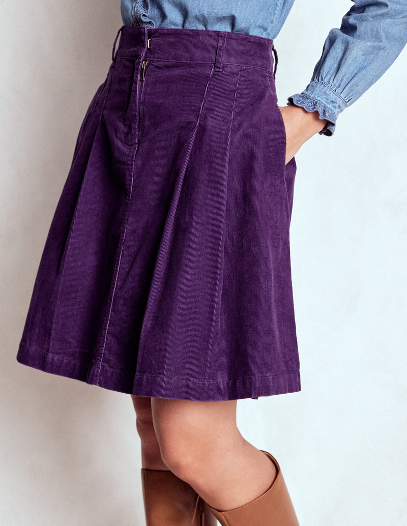 Pleated Cord Skirt-Mystic Purple 5