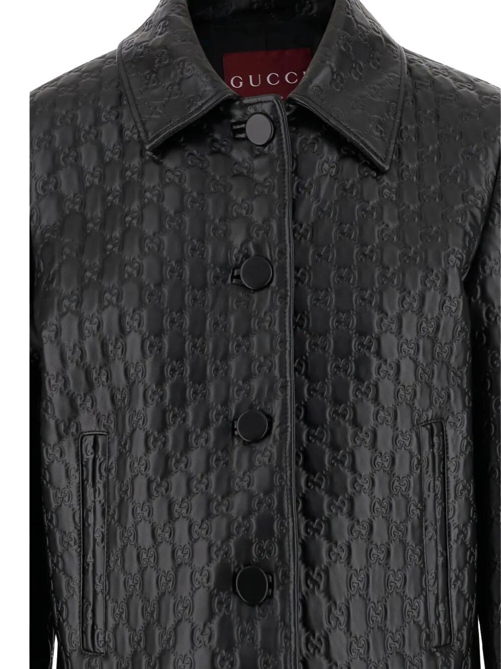 Gucci Women `All Over Gg` Embossed Leather Jacket - 3