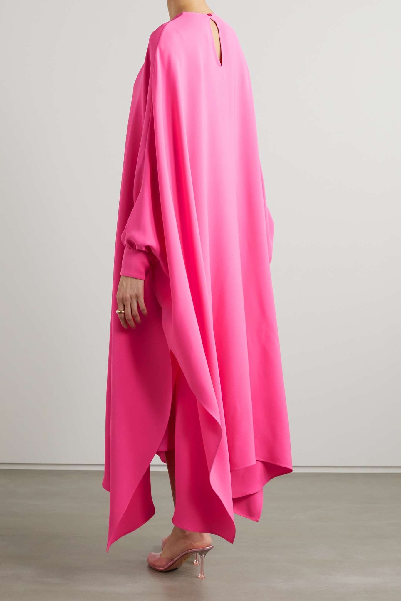 Oversized asymmetric draped silk-crepe dress - 4