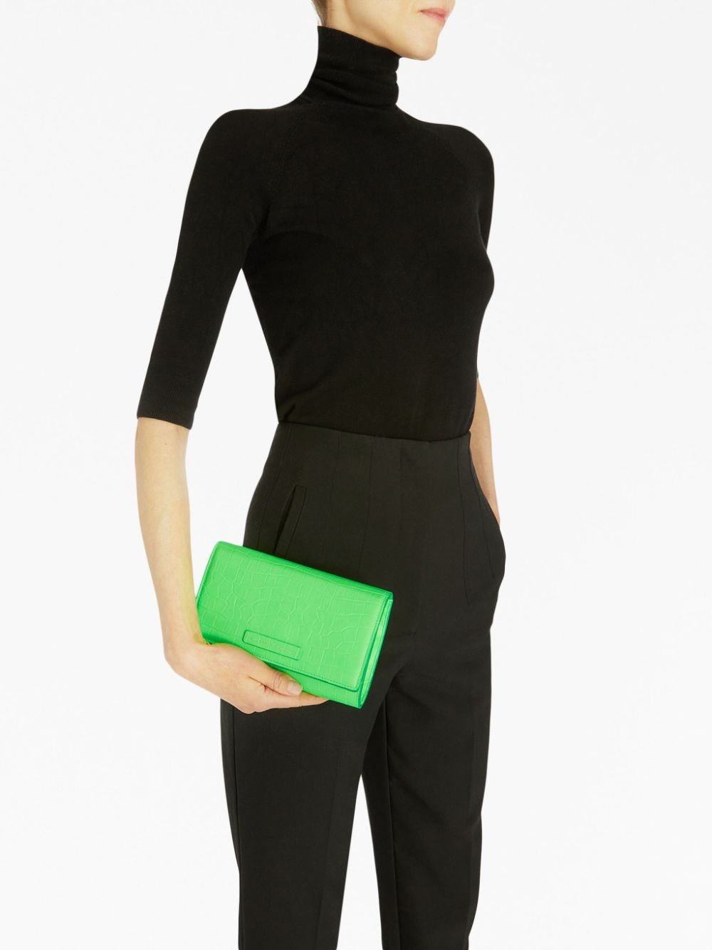 embossed-crocodile clutch bag - 2