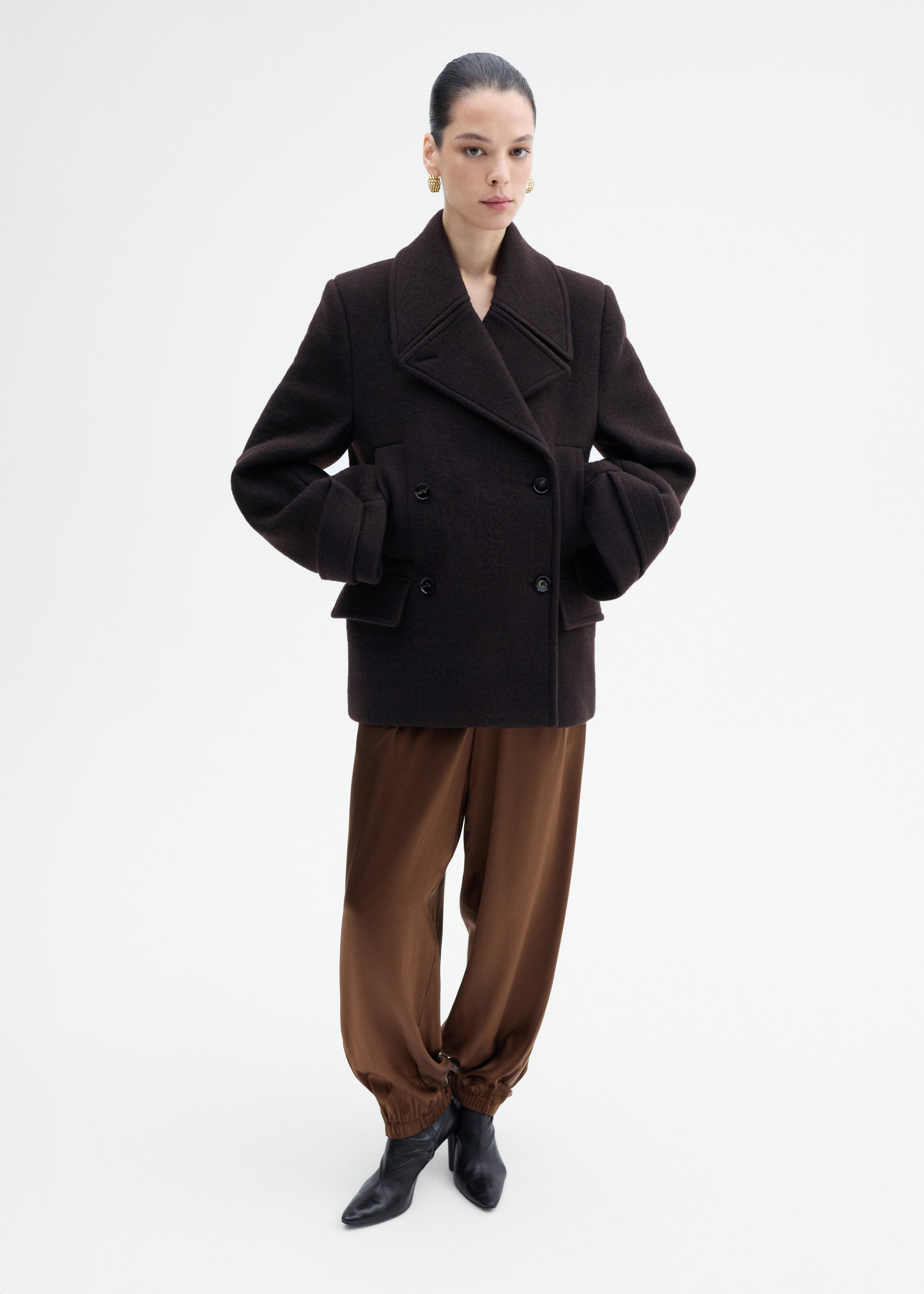 Double Faced Wool Peacoat - 6