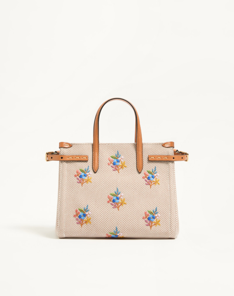 VALENTINO GARAVANI ANTIBES SMALL CANVAS SHOPPING BAG WITH EMBROIDERY 5